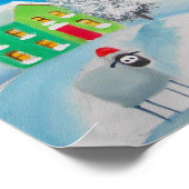 羊の絵画フォーク満月の冬 ポスター (角)