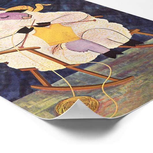 羊の編み物セーターヴィンテージ動物ポスター ポスター (角)