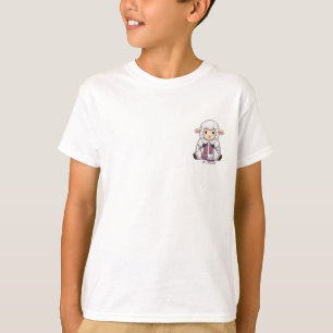 羊の編み物漫画 子供 Tシャツ