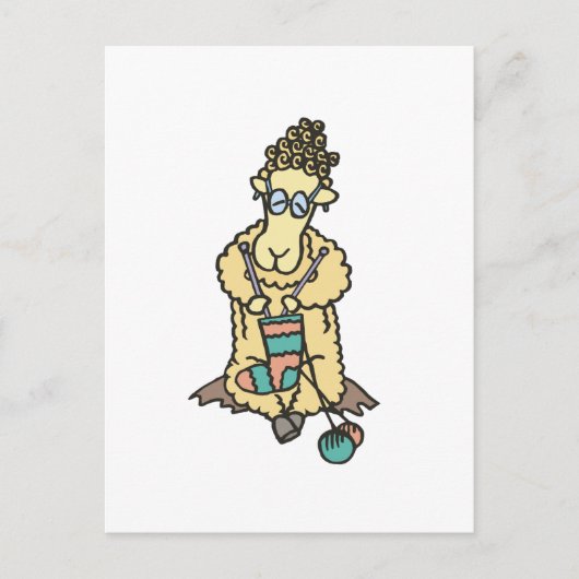 羊の編み物 ポストカード (正面)