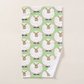 羊の群れの漫画 バスタオルセット (ハンドタオル)