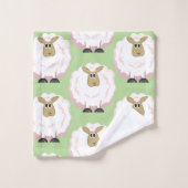 羊の群れの漫画 バスタオルセット (ウォッシュタオル)