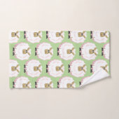 羊の群れの漫画 バスタオルセット (ハンドタオル)