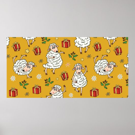羊の背景ヴィンテージ ポスター (正面)