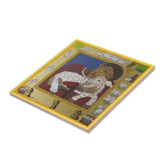 羊の良い羊飼いイエス失った様 タイル (側面)