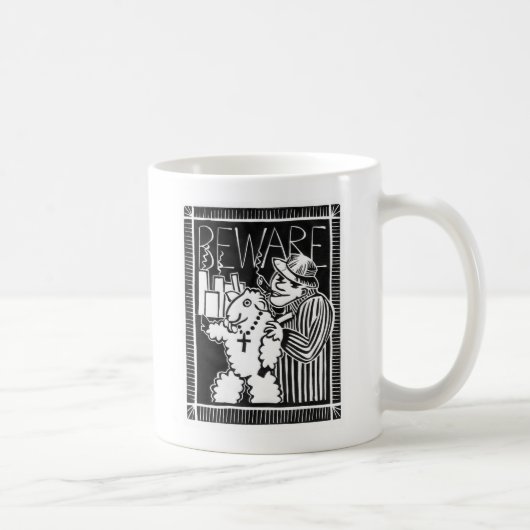 羊の衣を着た資本家に用心 コーヒーマグカップ (右)