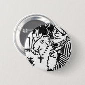 羊の衣を着た資本家に用心 缶バッジ (正面&裏面)