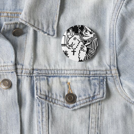 羊の衣を着た資本家に用心 缶バッジ (インサイチュ)