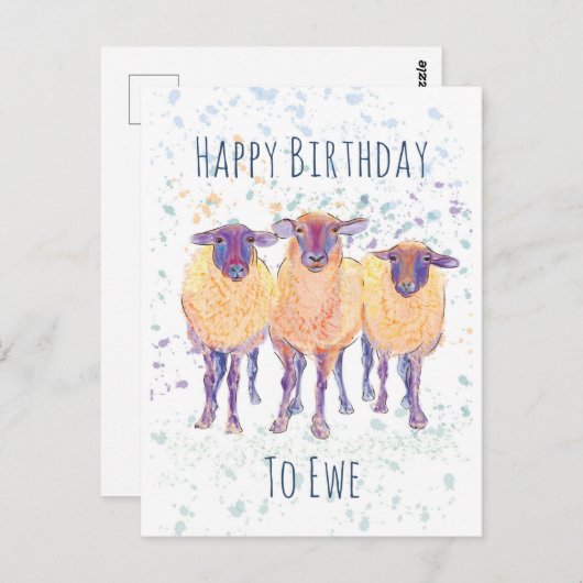 羊の誕生日おめでとうポストカード ポストカード (正面/裏面)