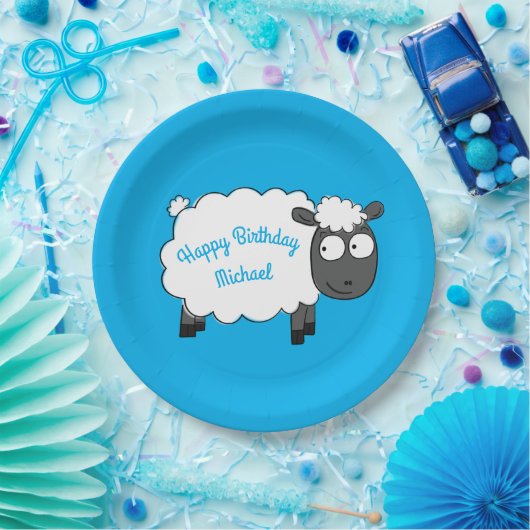 羊の誕生日パーティーかわいい漫画の子供 ペーパープレート (パーティー)