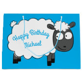 羊の誕生日パーティーかわいい漫画の子供 ラージペーパーバッグ (正面)