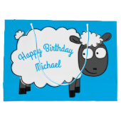 羊の誕生日パーティーかわいい漫画の子供 ラージペーパーバッグ (裏面)