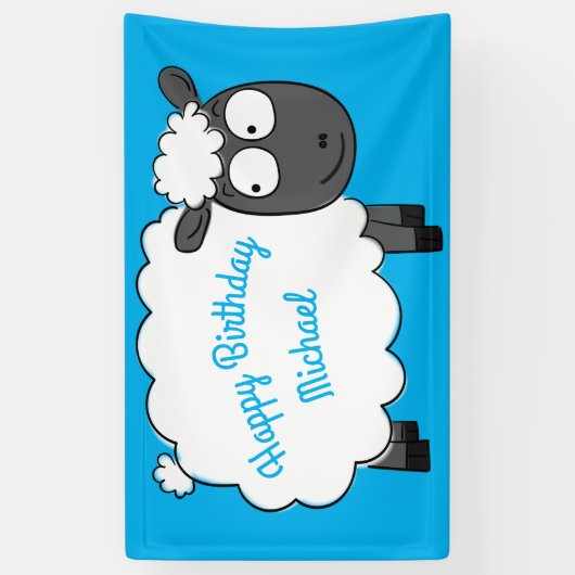 羊の誕生日パーティーかわいい漫画の子供 横断幕 (縦)