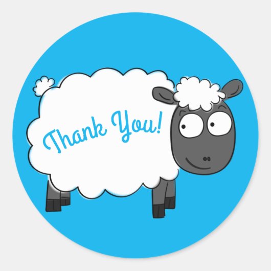 羊の誕生日パーティーかわいい漫画 ラウンドシール (正面)