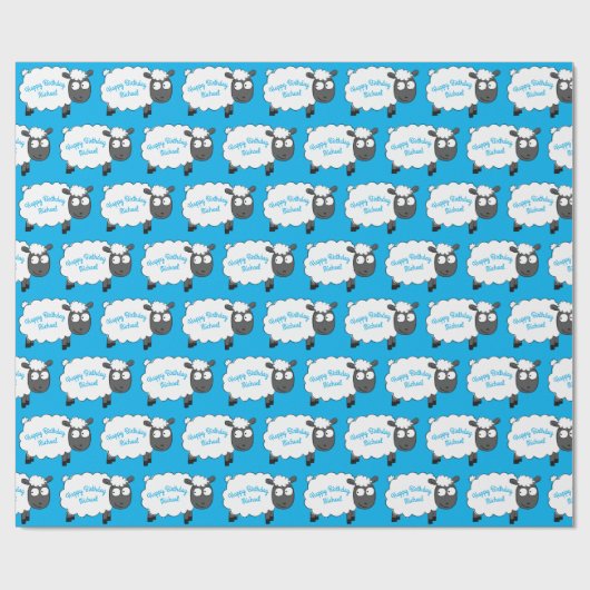 羊の誕生日パーティーかわいい漫画 ラッピングペーパー (フラット)