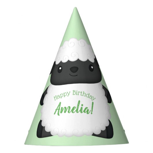 羊の誕生日パーティーグリーン パーティーハット (正面)