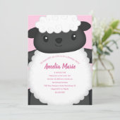 羊の誕生日パーティーピンク 招待状 (スタンド正面)