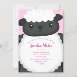 羊の誕生日パーティーピンク 招待状