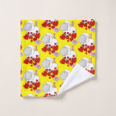 羊の赤いハート子猫バスルームのタオルセット バスタオルセット (ウォッシュタオル)