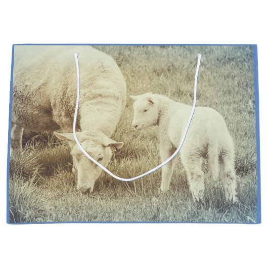 羊の赤ちゃんの動物 ラージペーパーバッグ (正面)