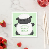 羊の赤ちゃんシャワーグリーン スタンダードカクテルナプキン (インサイチュ)