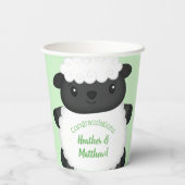 羊の赤ちゃんシャワーグリーン 紙コップ (裏面)