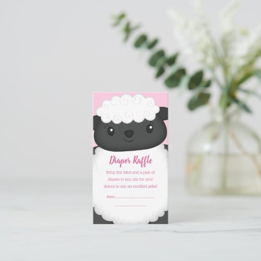 羊の赤ちゃんシャワーピンク エンクロージャーカード (スタンド正面)