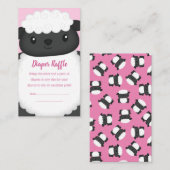 羊の赤ちゃんシャワーピンク エンクロージャーカード (正面/裏面)