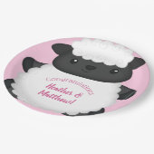 羊の赤ちゃんシャワーピンク ペーパープレート (アングル)