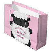 羊の赤ちゃんシャワーピンク ラージペーパーバッグ (正面アングル)