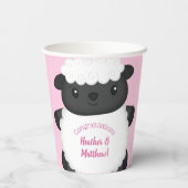 羊の赤ちゃんシャワーピンク 紙コップ (裏面)