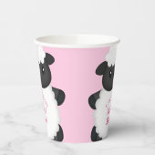 羊の赤ちゃんシャワーピンク 紙コップ (左)