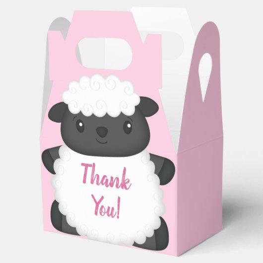 羊の赤ちゃんシャワーファームピンクの女の子 フェイバーボックス (オープン)