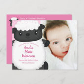 羊の赤ちゃんシャワーファームピンクの女の子 ポストカード (正面/裏面)