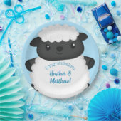 羊の赤ちゃんシャワーファームブルーボーイ ペーパープレート (パーティー)