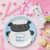 羊の赤ちゃんシャワーファームブルーボーイ ペーパープレート (パーティー)