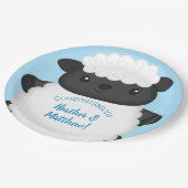 羊の赤ちゃんシャワーファームブルーボーイ ペーパープレート (アングル)