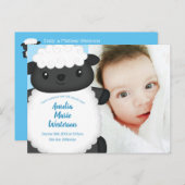 羊の赤ちゃんシャワーファームブルーボーイ ポストカード (正面/裏面)