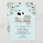 羊の赤ちゃんシャワーフローラ 招待状 (正面/裏面)
