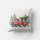 羊の赤素朴トラックをテーマにした クッション (裏面)