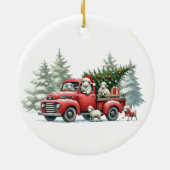 羊の赤素朴トラックをテーマにした セラミックオーナメント (裏面)