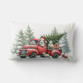 羊の赤素朴トラックをテーマにした ランバークッション (裏面)