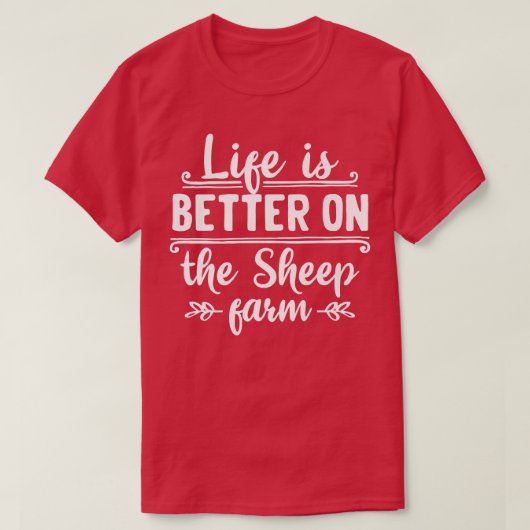 羊の農場の農家qで人生はオーガニックより良い tシャツ (デザイン正面)
