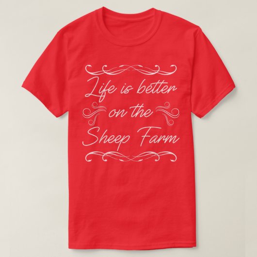 羊の農場の農家qで人生はオーガニックより良い tシャツ (デザイン正面)