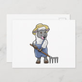 羊の農夫 ラクと帽子をかぶって ポストカード (正面/裏面)