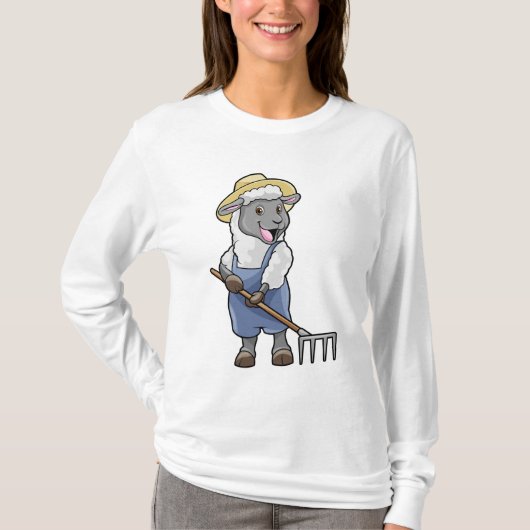 羊の農夫 ラクと帽子 Tシャツ (正面)