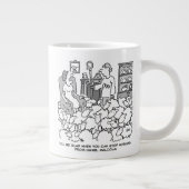 羊の農家と家で働く羊 ジャンボコーヒーマグカップ (右)