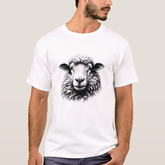 羊の頭のイラスト Tシャツ (正面)