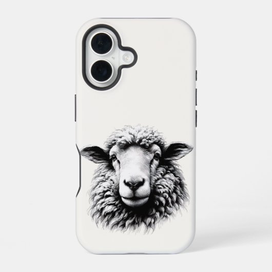 羊の頭のデッサン iPhone 16ケース (裏面)