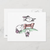 羊の飛び越しフェンス ポストカード (正面/裏面)